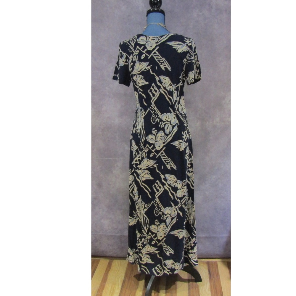Hilo Hattie Hawaiian Dress Blue Tropical Floral M - Picture 3 of 5